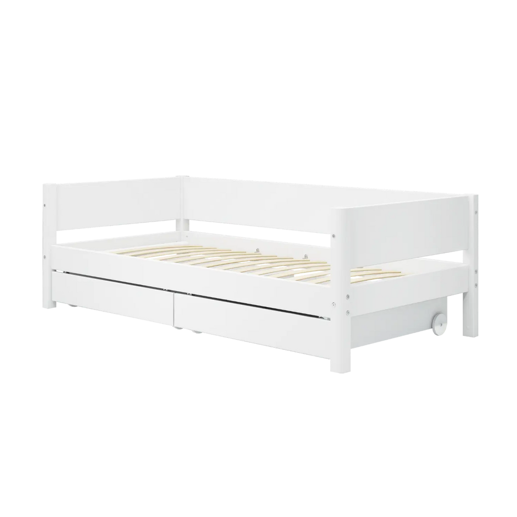Lit simple avec rangement, 90x200 cm, Blanc
