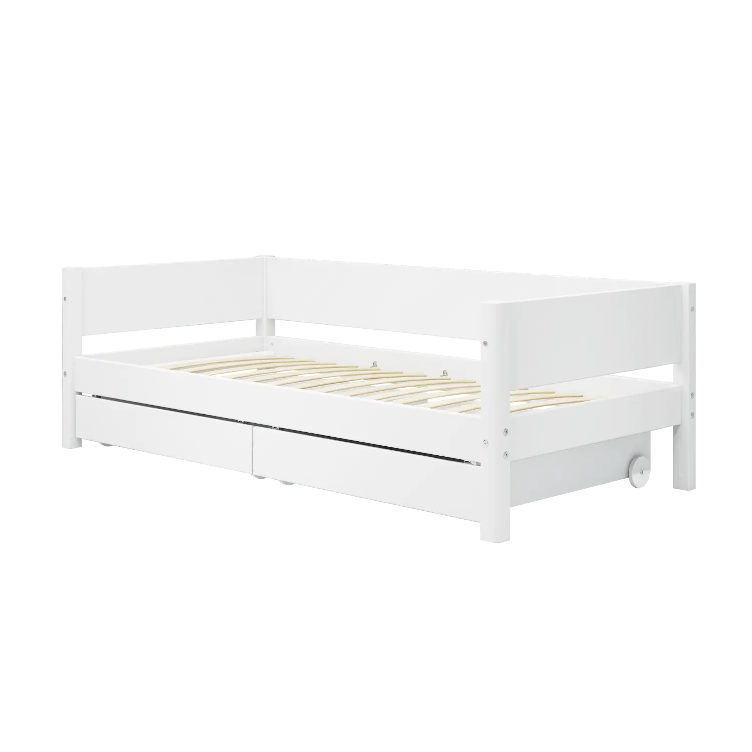 Lit simple avec rangement, 90x200 cm, Blanc