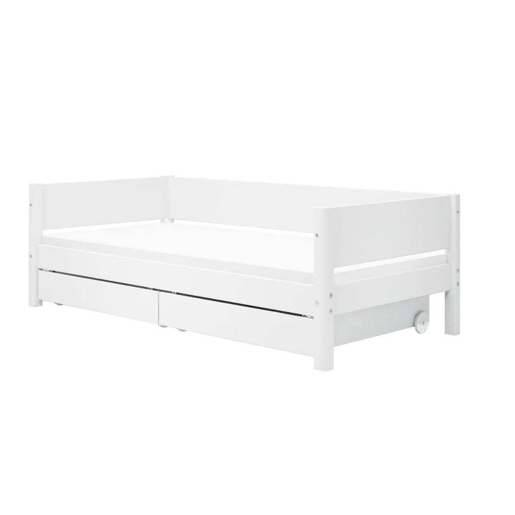 Lit simple avec rangement, 90x200 cm, Blanc