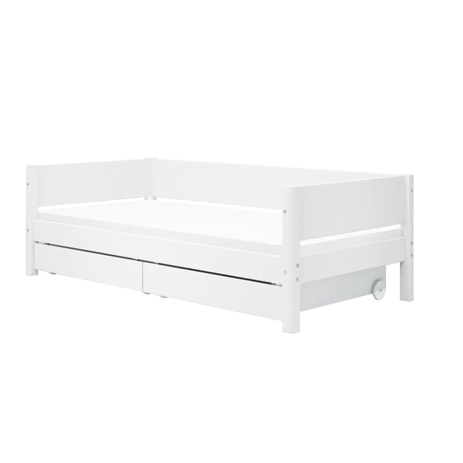 Lit simple avec rangement, 90x200 cm, Blanc