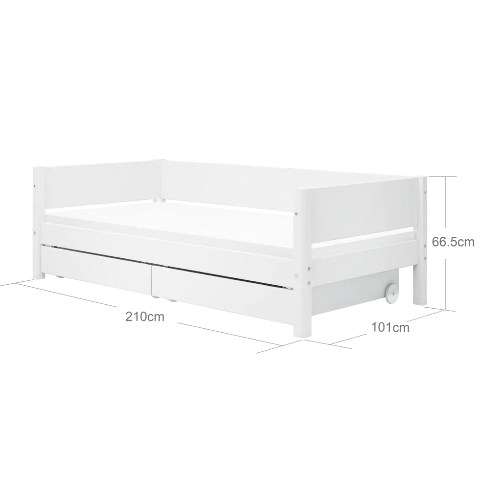 Lit simple avec rangement, 90x200 cm, Blanc