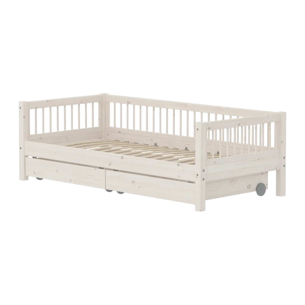 Lit simple avec rangement, 90x200 cm, Blanc
