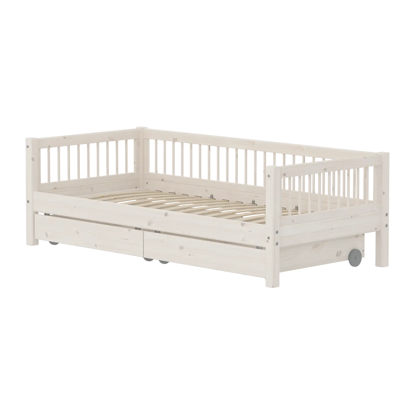 Lit simple avec rangement, 90x200 cm, Blanc