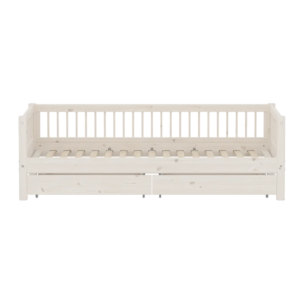 Lit simple avec rangement, 90x200 cm, Blanc