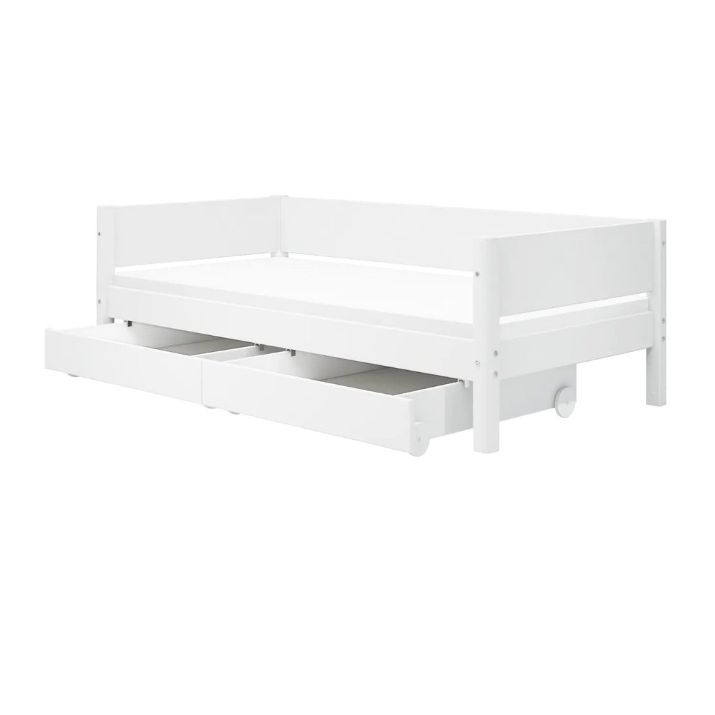 Lit simple avec rangement, 90x200 cm, Blanc