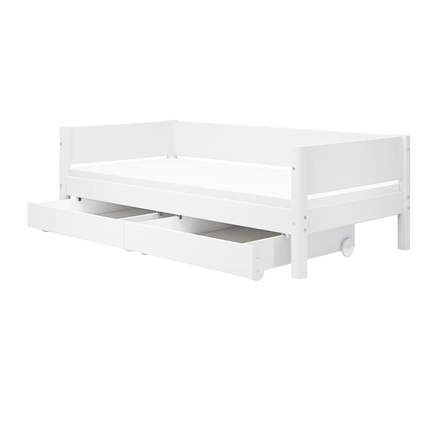 Lit simple avec rangement, 90x200 cm, Blanc