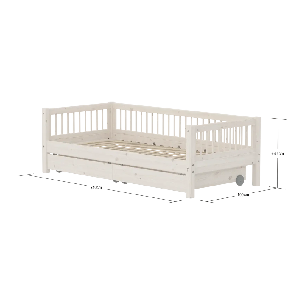 Lit simple avec rangement, 90x200 cm, Blanc