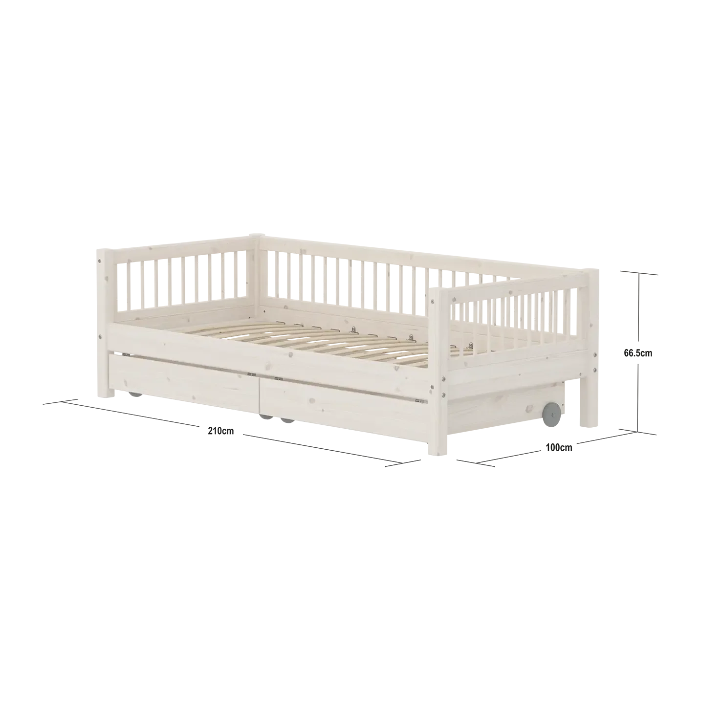Lit simple avec rangement, 90x200 cm, Blanc