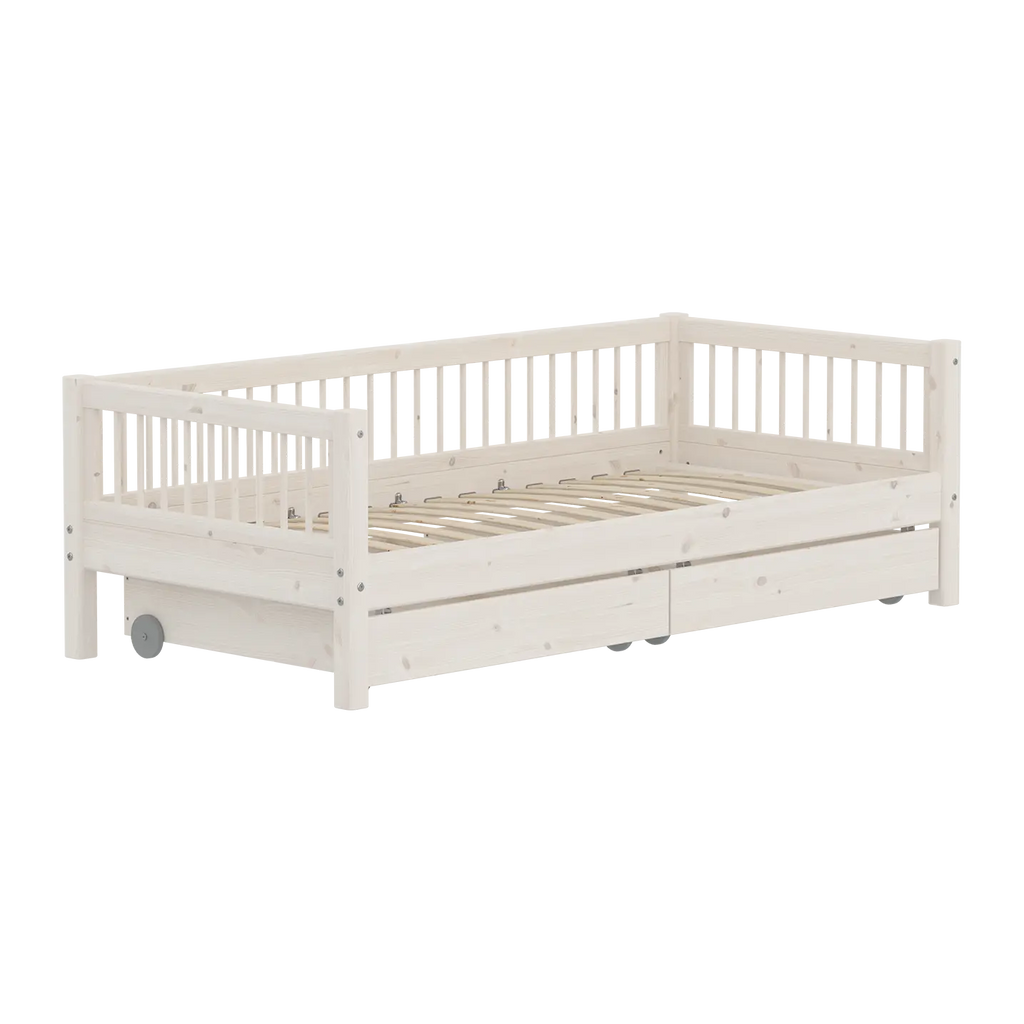 Lit simple avec rangement, 90x200 cm, Blanc