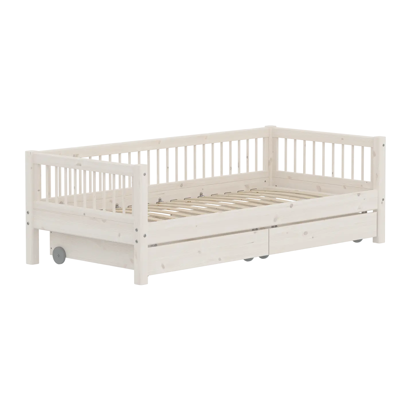 Lit simple avec rangement, 90x200 cm, Blanc