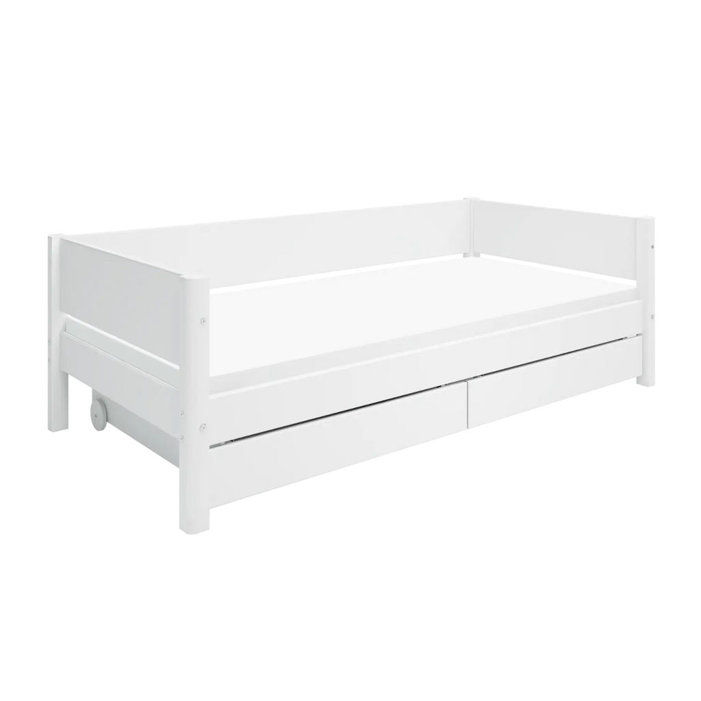Lit simple avec rangement, 90x200 cm, Blanc