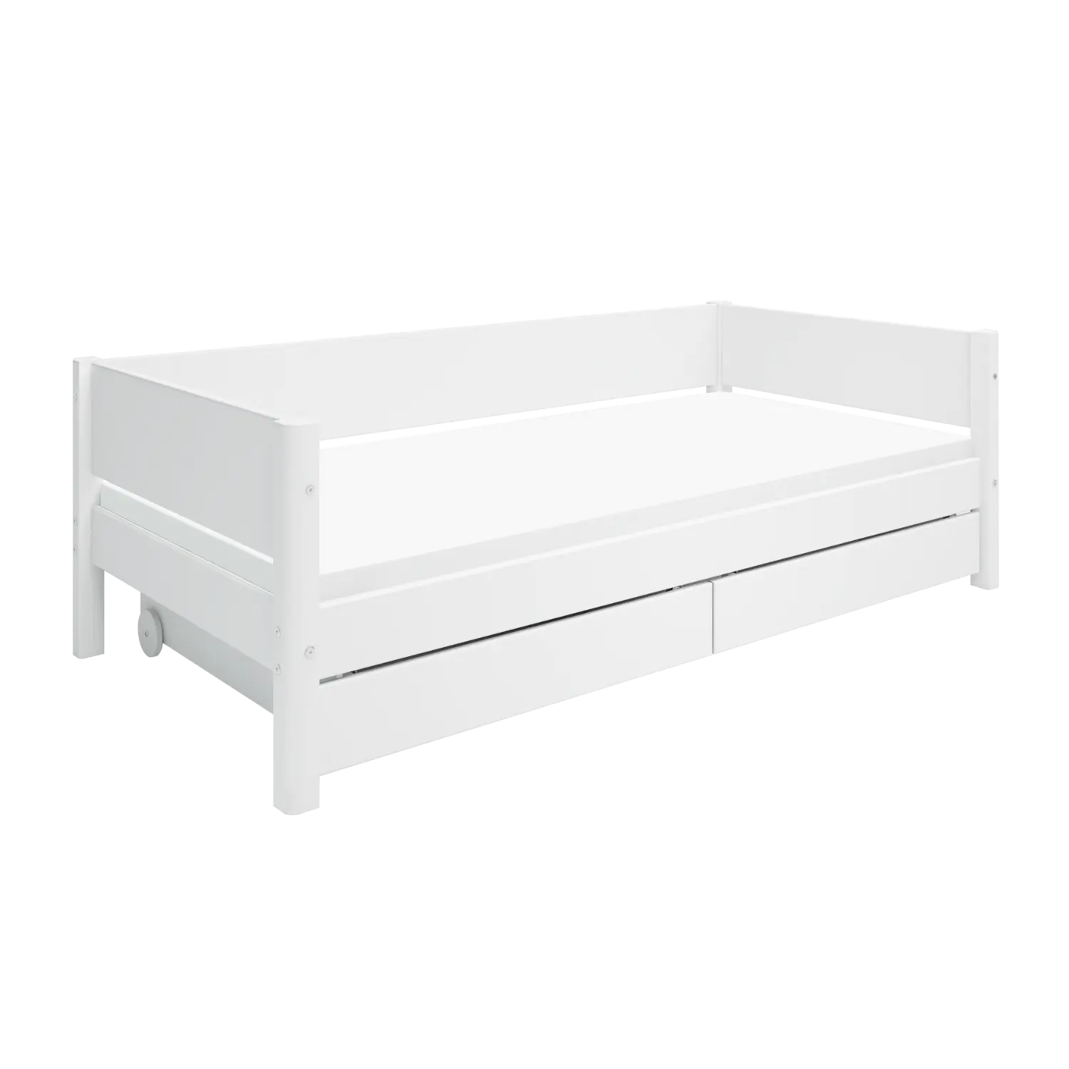 Lit simple avec rangement, 90x200 cm, Blanc