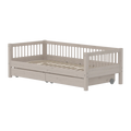 Lit simple avec rangement et barrière de sécurité, 90x200 cm, gris