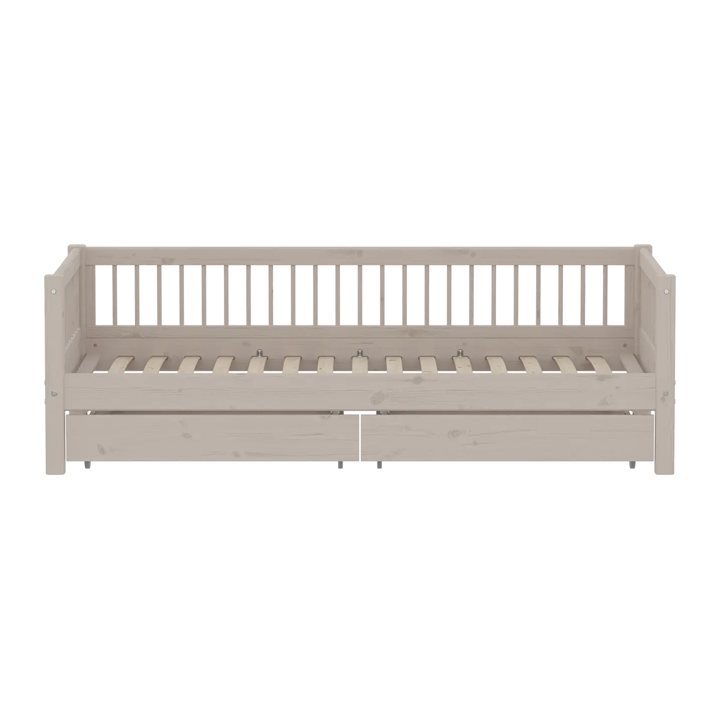 Lit simple avec rangement et barrière de sécurité, 90x200 cm, gris